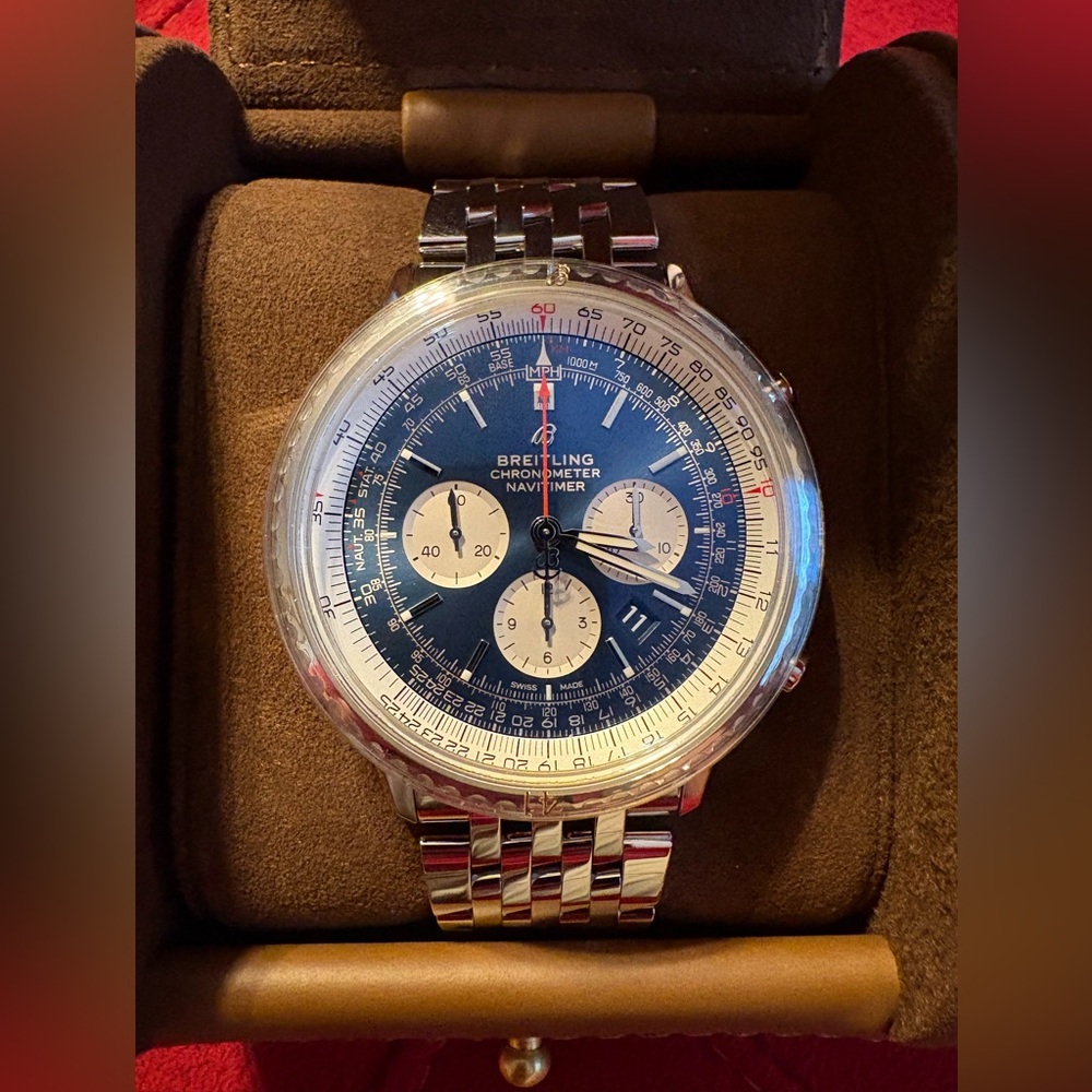 Breitling Navitimer 01 46MM, Model AB0127211C1A1. 

Retails at $10,450 worn once